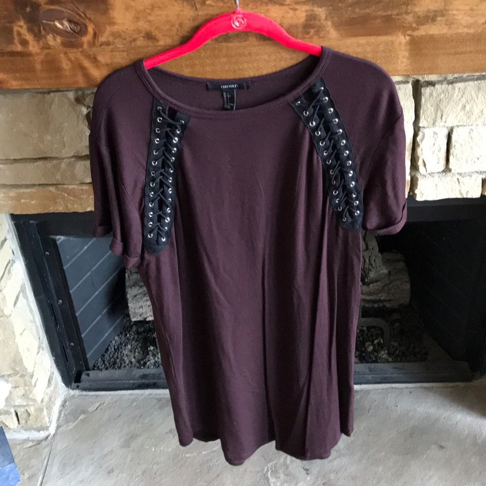 Forever 21 Lace Up T-Shirt Dress